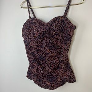 Spanx Leopard Print Swim Top, Large